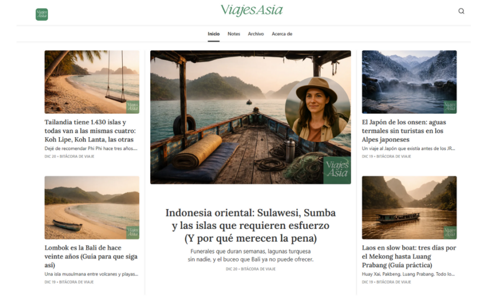 Viajes Asia travel blog homepage